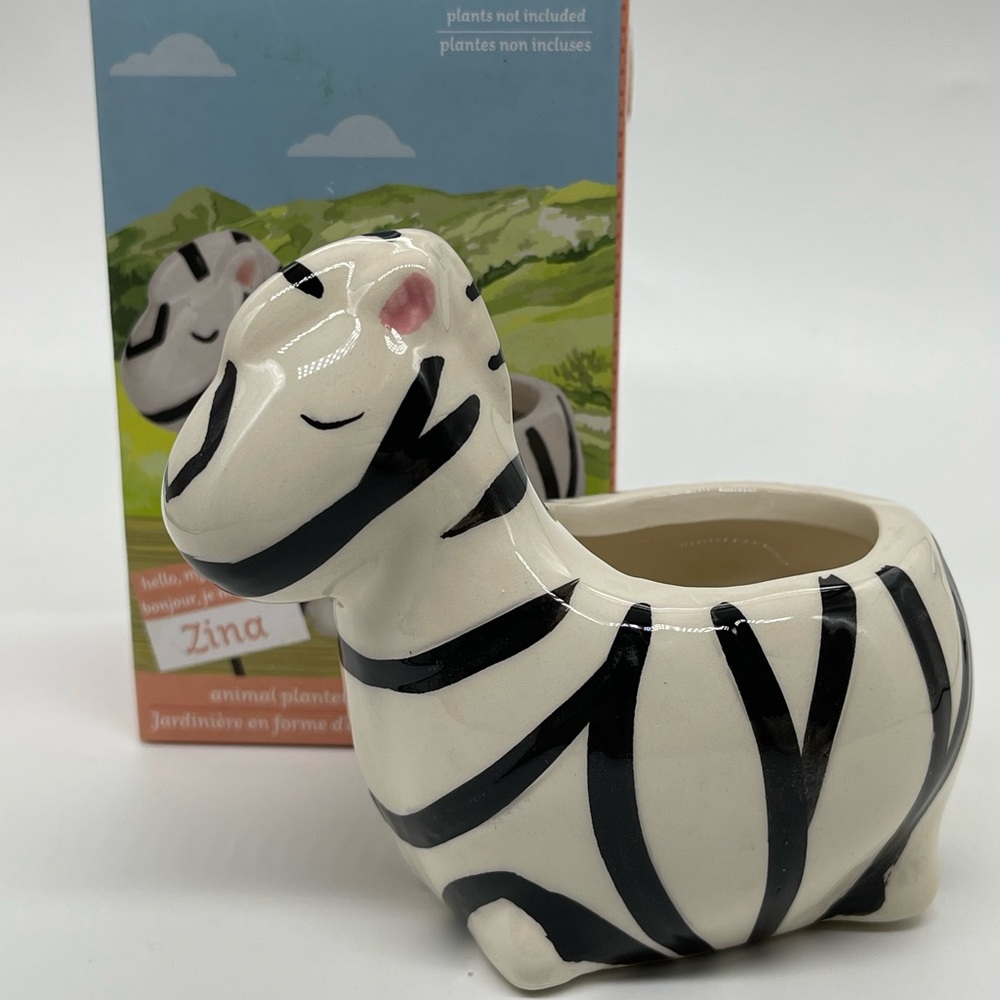 NEW Zebra Ceramic Succulent Mini Zina the Zebra Animal Planter